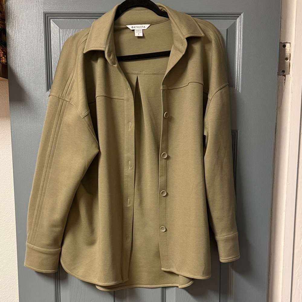 Athleta Olive Button-Up Jacket